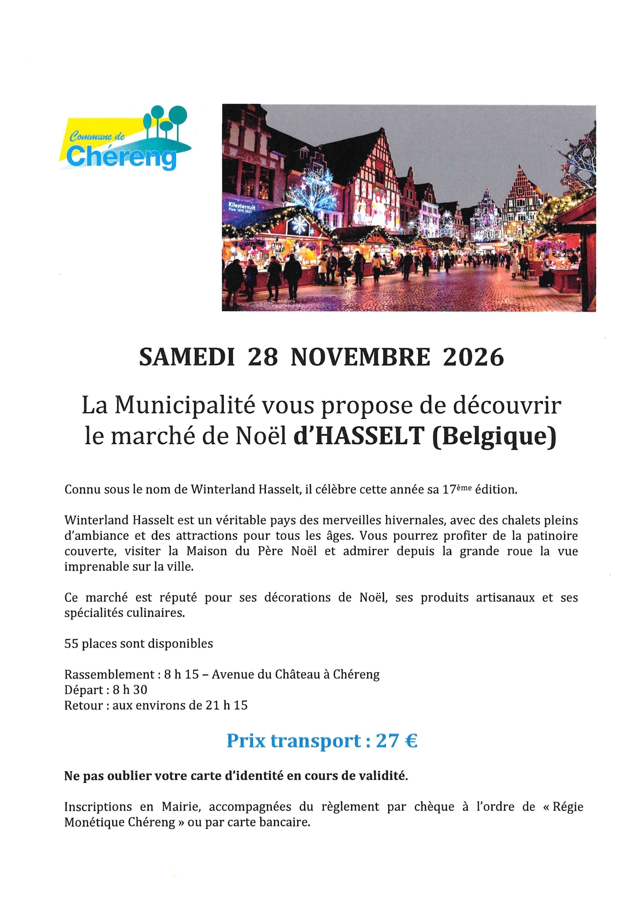 Marché de Noêl d'HASSELT le 28.11.2026